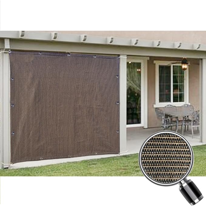Alion Home Sun Shade Privacy Panel with Grommets and Hems on 4 Sides for Patio, Awning, Window, Pergola or Gazebo - Mocha Brown (8' W x 7' H)