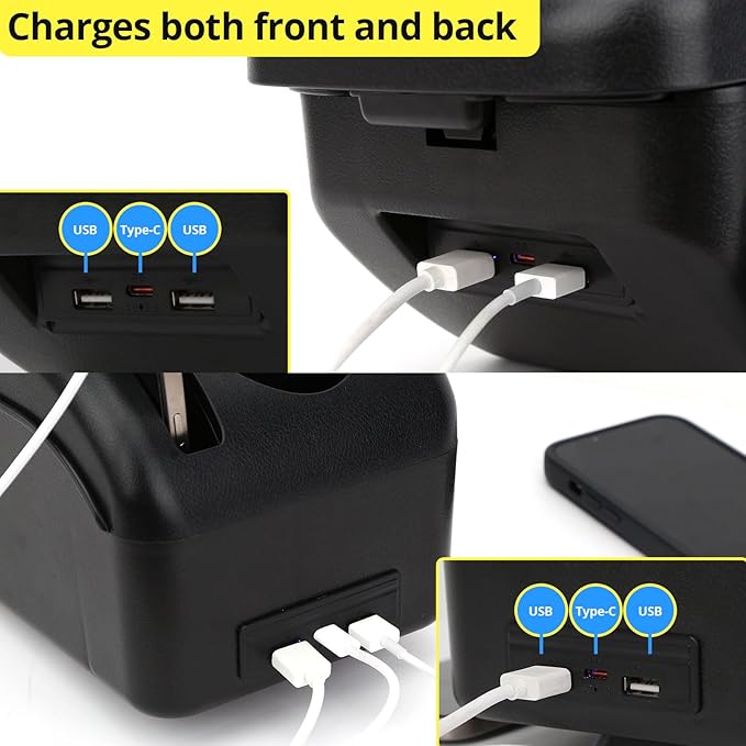 AULPHIKE Compatible with Ford Fiesta Armrest 3 2011-2018 Car Center Console Organizer Armrests Double Layer Storage with USB Ports（Carbon Fiber Style）