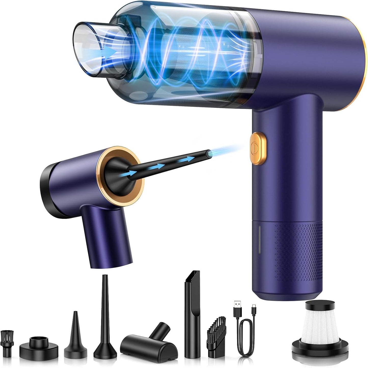 Handheld Car Vacuum Portable Cordless,18000PA High Power Vacuum Cleaner with Brushless Motor,7 in 1 Mini Hand Held Vacuum Rechargeable AirDuster/Blower for Car,Home,Office,Pet
