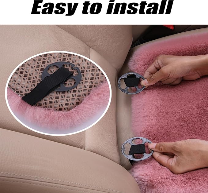 Plush Car Seat Cushion, Soft Warm Fuzzy Faux Rabbit Fur Fluffy Plush Auto Seat Cover Vehicle Car Front and Back Seat Protector Pad with Non-Slip Backing Cushion Interior Universal Fit (Red,3PCS)
