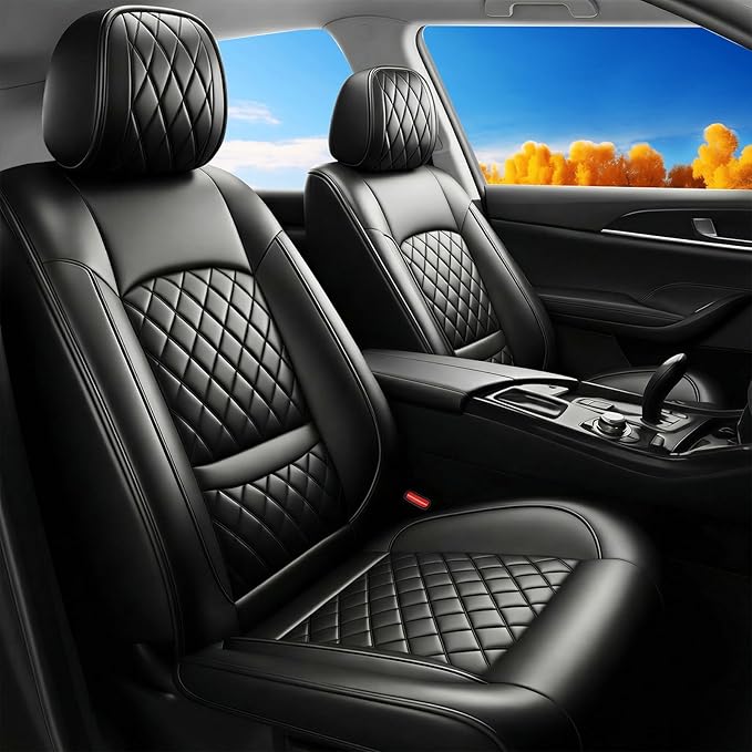 Fit TLX Car Seat Covers for Acura TLX 2014-2025 2026 - Premium Leather, Waterproof, All-Weather, Airbag Compatible, Anti-Slip, Breathable, Easy Install, Seat Protectors, Full Set, Black