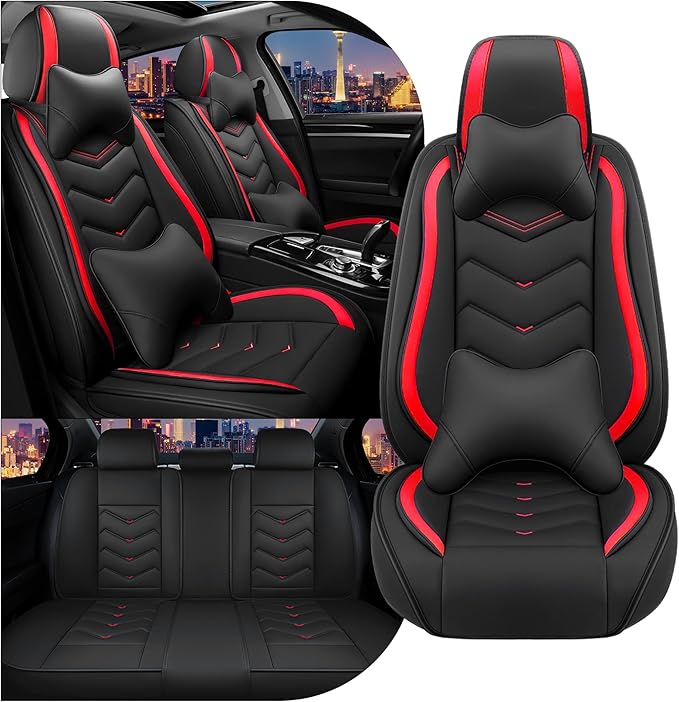 CTDS Car Seat Covers for Honda HR-V 2016-2026, Stylish Sport Seat Cover, Premium Nappa Leather Car Seat Cover. Automobile Seat Covers Sets.(Luxury 5 Seats/Black Red)