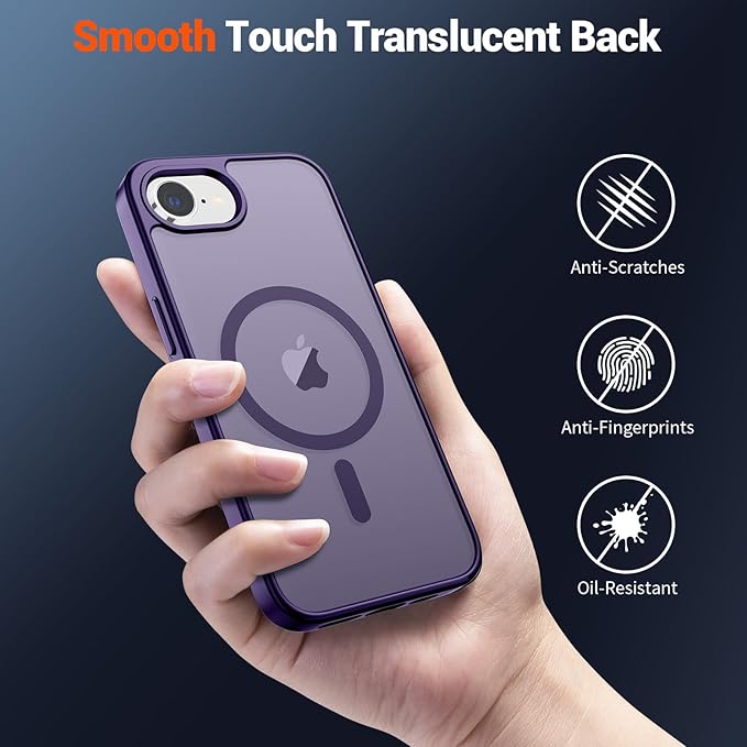 SUPFINE Magnetic for iPhone 17e Case/iPhone 16e Case 2025 (Compatible with MagSafe)(Military Grade Drop Protection) Slim Translucent Matte Shockproof with Anti-Fingerprint Phone Case,Dark Purple