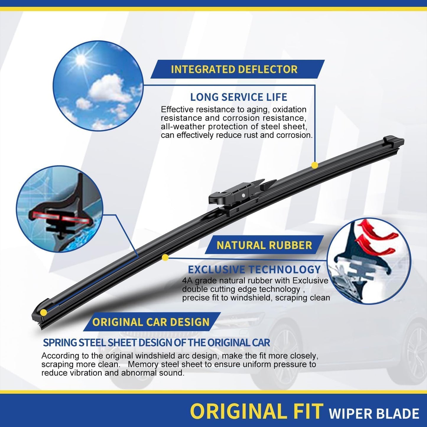 3 wipers Replacement for 2013 2014 2015 2016 2017 2018 2019 Ford Escape Original Equipment Front and Rear Windshield Wiper Blades 28"+28"+11" (Set of 3)
