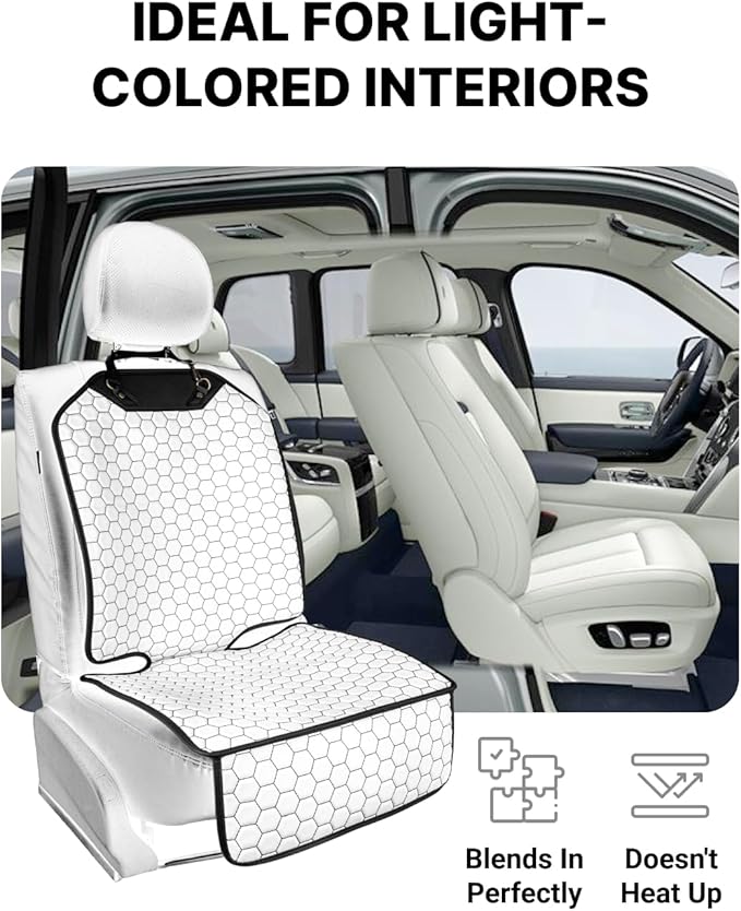 Owleys Set Seat Back Organizer & Car Seat Protector Hexy Waterproof & Non-Slip Protector for Child Car Cushion for Leather and Fabric Seats (White 2 pcs)