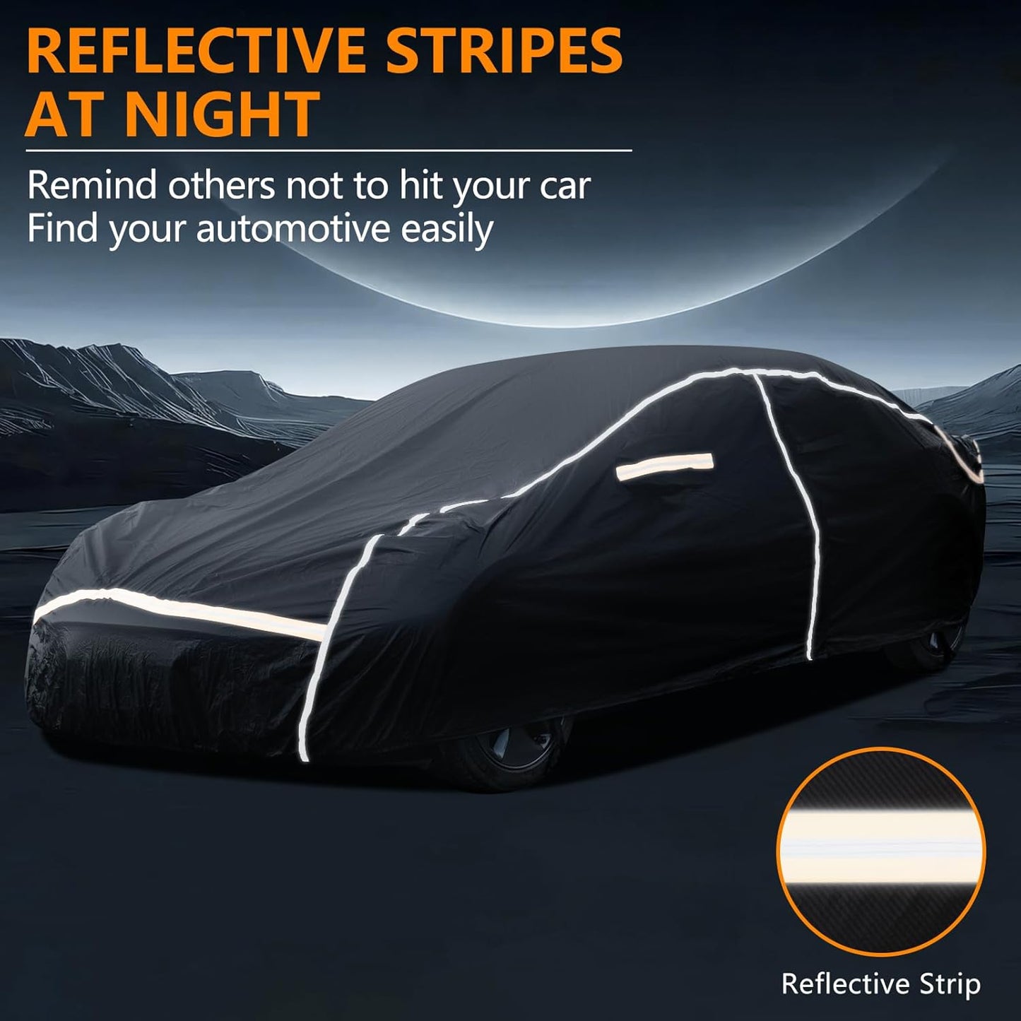 Car Cover Waterproof All Weather,6 Layers Car Covers for Automobiles, Full Exterior Cover with Zipper, Outdoor Car Cover Sun UV Rain Snow Wind Protection, Fit for 196"(196*74*59 inch)Sedan