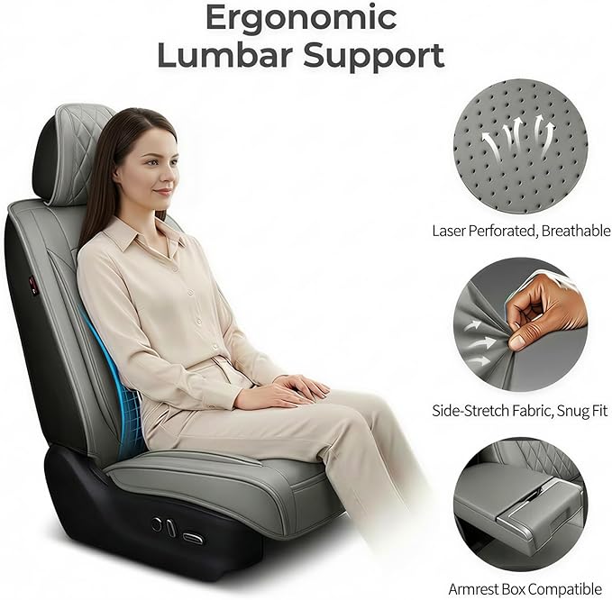 Fit TLX Car Seat Covers for Acura TLX 2014-2025 2026 - Premium Leather, Waterproof, All-Weather, Airbag Compatible, Anti-Slip, Breathable, Easy Install, Seat Protectors, Full Set, Gray