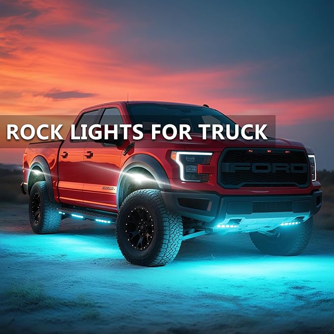 20 Pods RGBW LED Rock Lights for Trucks Offroad Pickup Trailer Sedan SUV Cars, Waterproof Multicolor Neon Underglow Kit with Bluetooth APP/RF Remote, Vehicle Accent Underbody Light Underneath 12V