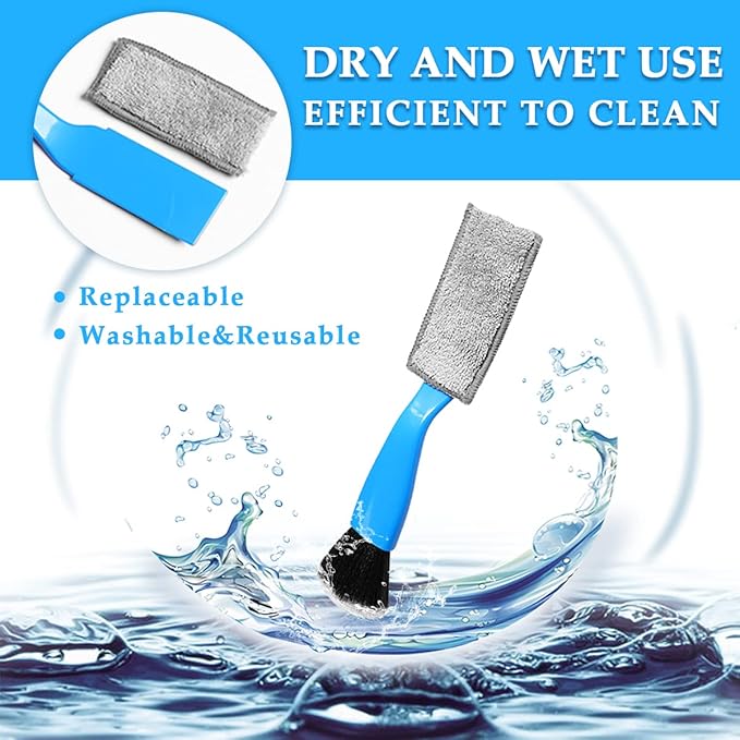 Ziciner 2 PCS Double Head Brush for Car Clean, Soft Auto Interior Duster Detailing Brushes, Universal Vehicle Dashboard Screen, Air Vents, Computer etc Cleaning Tool Accessories (Blue)