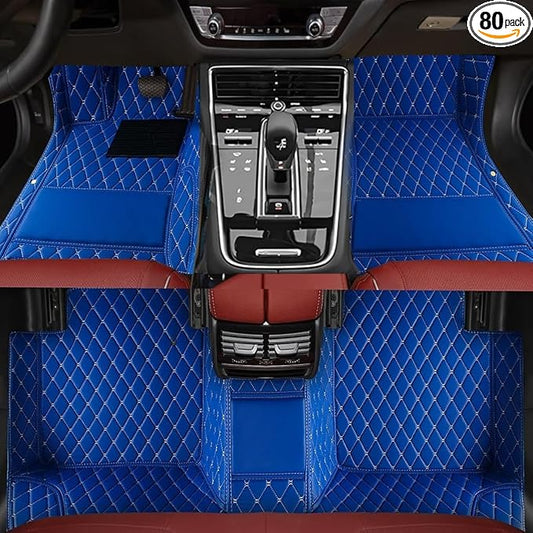 TREGOO All Weather Car Mats Custom Fit Non Slip Floor Mats for 1998-2025 Cars Personalized Leather Protection Pads Suitable for Men Women (Blue)