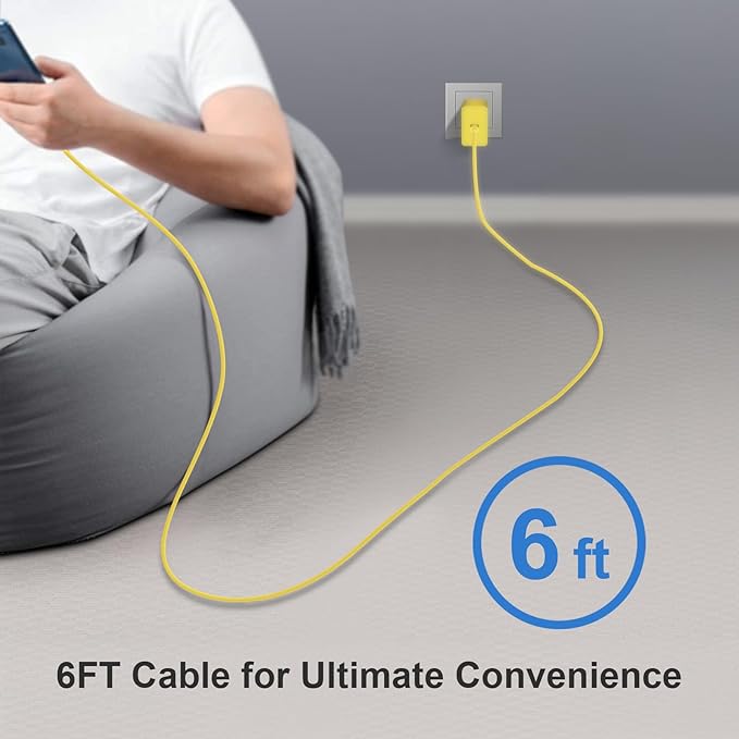 45W Tpye C Charger, USB C Charger 2-Pack iPhone 15 16 Charger 6FT with iPhone 16/16 Plus/16 Pro/16 Pro Max/iPhone 15/15 Pro Max/iPad Pro/AirPods/Galaxy S25 S24 S23 S22 S21,Android Charger(Yellow)