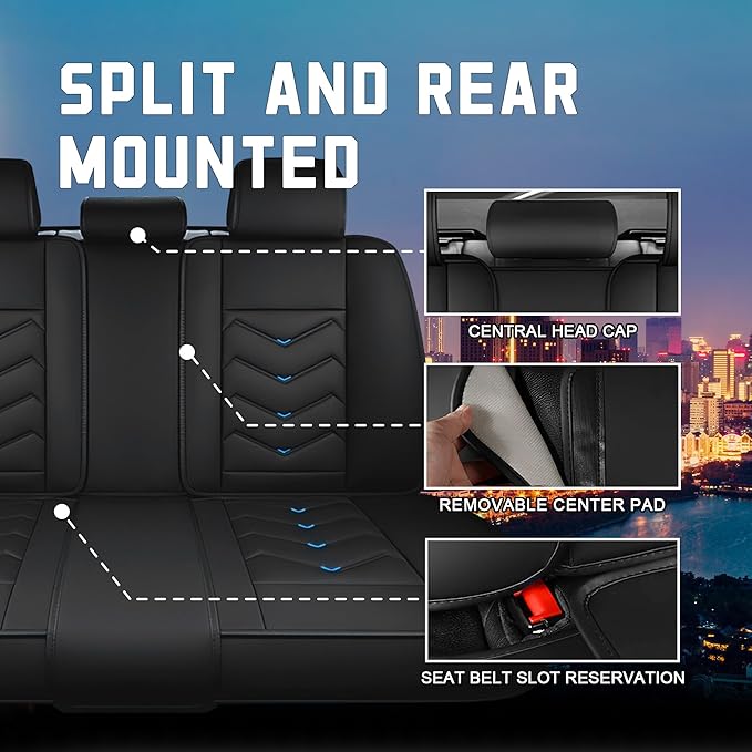 CTDS Car Seat Covers for Jeep Grand Cherokee L 2021-2026, Stylish Sport Seat Cover, Premium Nappa Leather Car Seat Cover. Automobile Seat Covers Sets.(Luxury 5 Seats/Black Blue)