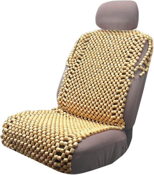 VaygWay Beaded Seat Cushion Car Driver Seat Cover with Durable & Double Strung Natural Wood Beads- Cooling Comfort Ventilated Massaging Support Cushion for Cars, Trucks & Office Chairs