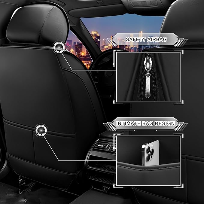 CTDS Car Seat Covers for Hyundai Kona 2018-2026, Stylish Sport Seat Cover, Premium Nappa Leather Car Seat Cover. Automobile Seat Covers Sets.(Luxury 2 Seats/Black Red)
