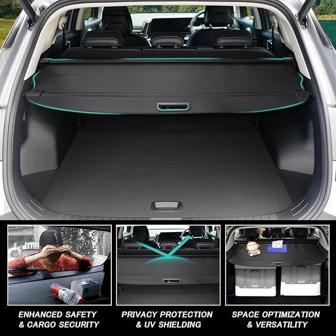 Cargo Cover for Nissan Murano 2025 2026 Accessories Retractable Trunk Cover Security Shielding Shade Cargo Luggage Cover Trunk Privacy Protection (No Gap Carbon Fiber Texture)