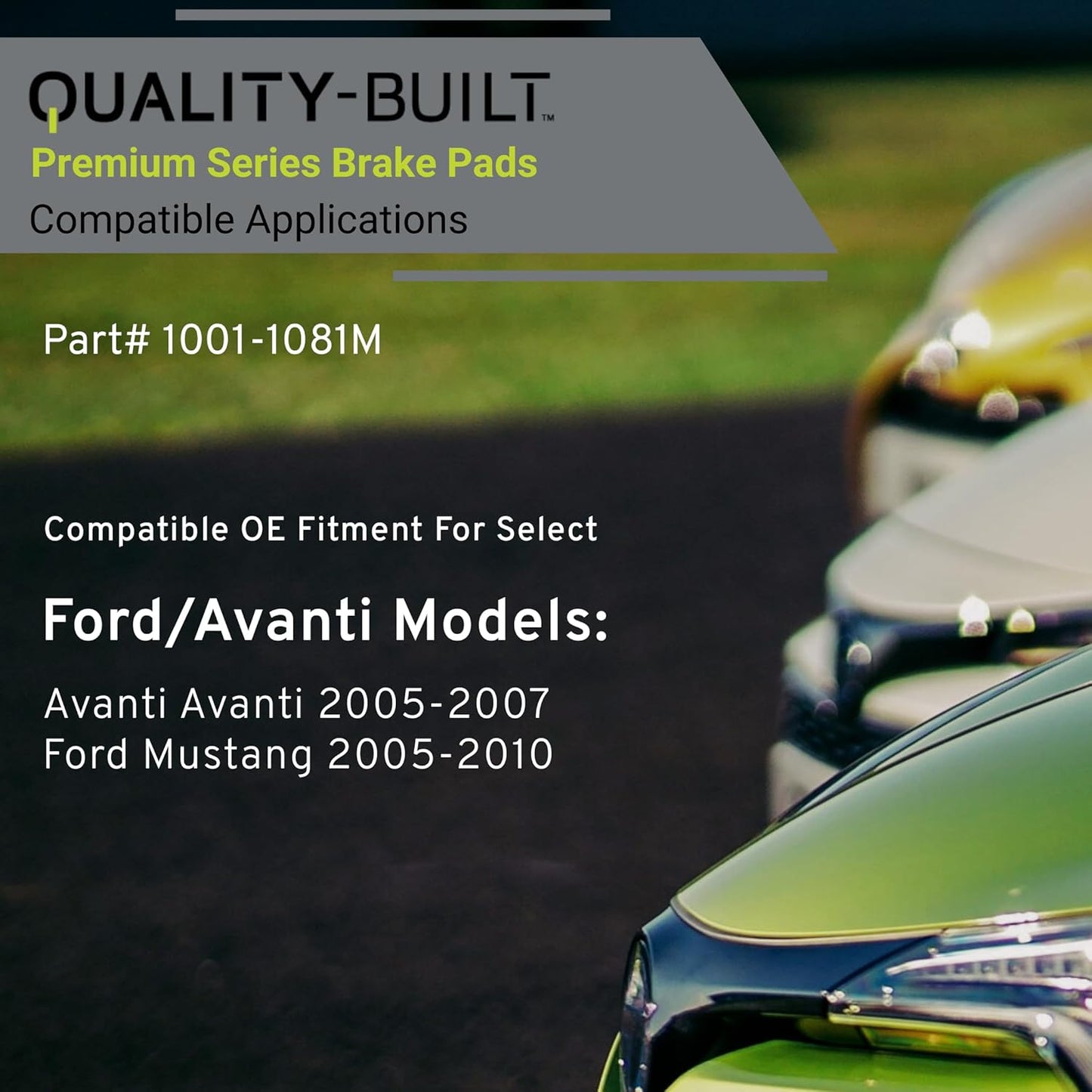 Premium Semi-Metallic Front Brake Pads (1001-1081M) Compatible with Avanti Avanti 2005-2007, Ford Mustang 2005-2010