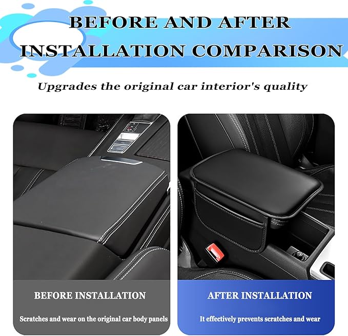 Car Center Console Armrest Pad for Subaru Forester SJ 4.Gen 2013 2014 2015 2016 2017 2018 2019, Water Resistant Armrest Cushion Cover Anti-Slip Bottom Console Protection,C Brown
