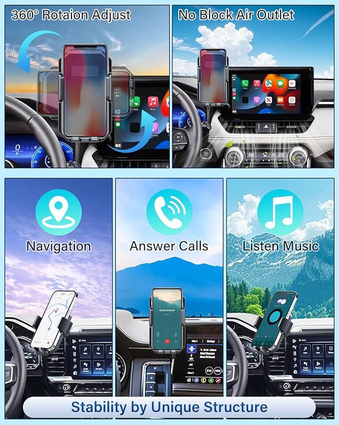 PZK Car Phone Mount for Honda Civic 2022-2025 2026 /Acura Integra 2023-2025 LX/EX/EX-L/Sport/Sport Hybrid/Touring/Si/Type R for 7/9-Inch Screen 360° Rotation Auto Lock Phone Holder with Storage Box