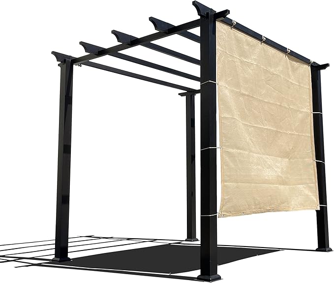 Sun Shade Privacy Panel with Grommets on 4 Sides for Patio, Awning, Window Cover, Pergola or Gazebo (Banha Beige, 8' x 5')