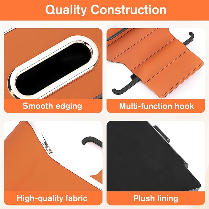 Multifunctional Car Seat Back Storage Box, Universal Car Seat Organizer, Car Seat Tissue Box and Organizer, Car Seat Paper Towel Organizer， Car Organizer with 2 Drink Cup Holders (White)