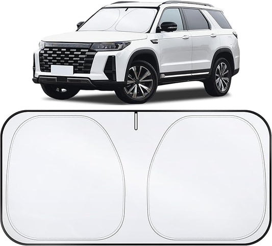 LivTee Car Windshield Sun Shade – 300T Polyester, Double-Layer Design, Foldable Sunshade for Small Sedans & Mini SUV, UV & Heat Protection, Automotive Interior Sun Shield, Car Accessories (64"x33.5")