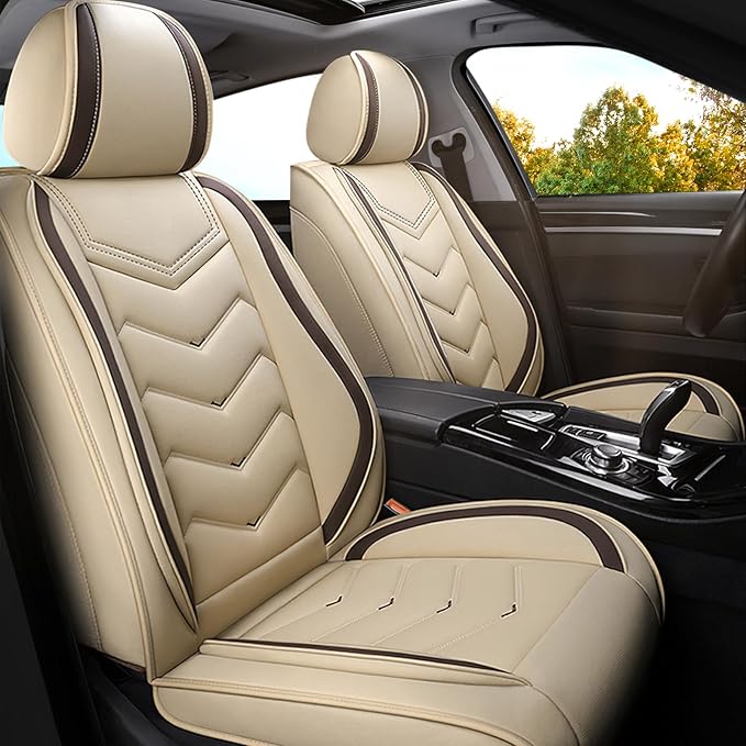 Car Seat Covers for Mercedes-Benz S-Class 2005-2026, Premium Nappa Leather Car Seat Cover, Stylish Sport Seat Covers， Automobile Seat Cover Sets.(Standard 2 Seats/Beige)