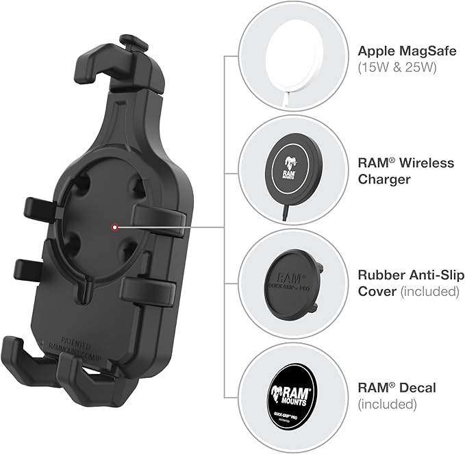 RAM MOUNTS Quick-Grip Pro Phone Holder with B-Size (1") Ball & Vibration Damper RAM-HOL-PD5BVU