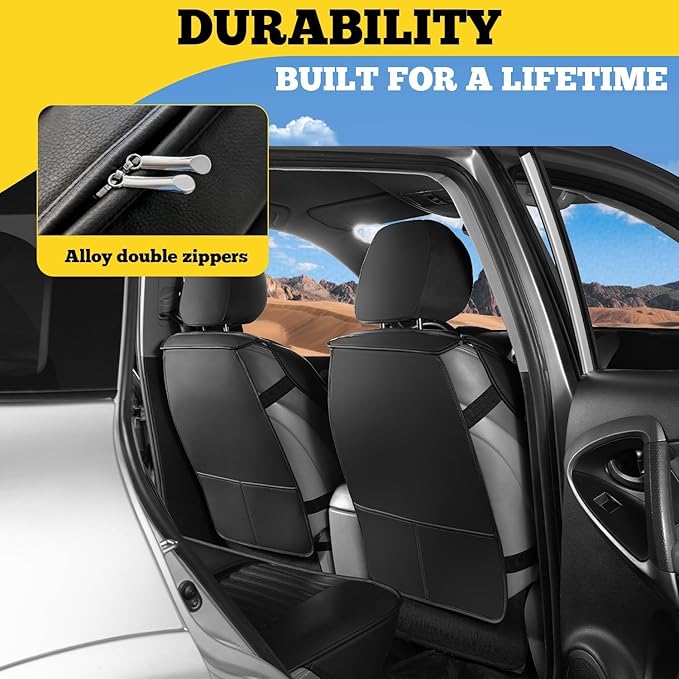 LINGVIDO Full Set Car Seat Covers, Faux Nappa Leather, Airbag Compatible and Waterproof Protectors for Sedans SUVs, Breathable Interior for Active Families, Pets, and Commuters (5 Seats, Black)