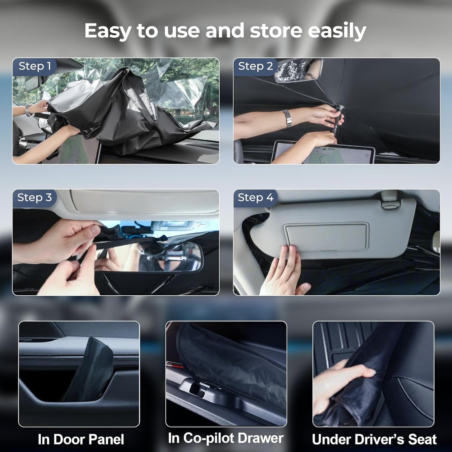 Windshield Sun Shade Umbrella: for Nissan Rogue/Rogue Platinum 2021 2022 2023 2024 2025-4-Layers Front Car Window Shades - Double Rogue-2021-2025 Thickened Foldable Sunshades Block UV Keep Cool