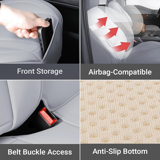 Coverland Custom Fit Car Seat Covers for SUV Compatible with [GV60, FX50, XC60, XC60 Recharge] Premium Water Resistant Leather Non-Slip Interior Protector [Full Set Gray - Size Chart X54]