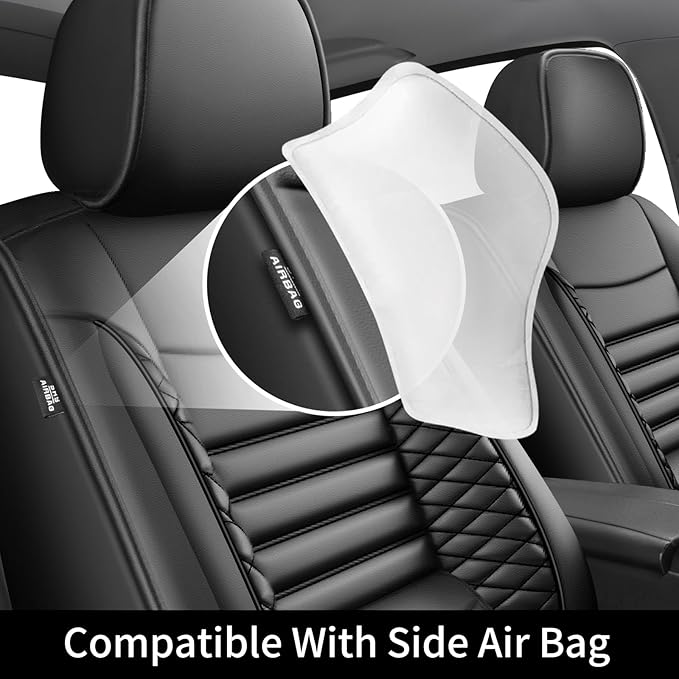 Fit 4Runner Car Seat Covers (5 Seats) for Select Toyota 4Runner 2003-2024 2025 2026 - Full Coverage Leather,Airbag Compatible,Waterproof & All Weather Seat Cushion Protector,Full Set,Black