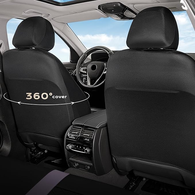 Coverado Car Seat Covers Full Set, Automotive Leather Seat Covers for Car，Universal Fit Front Back Seat Cover, Non-Slip Waterproof Breathable Car Seat Protector