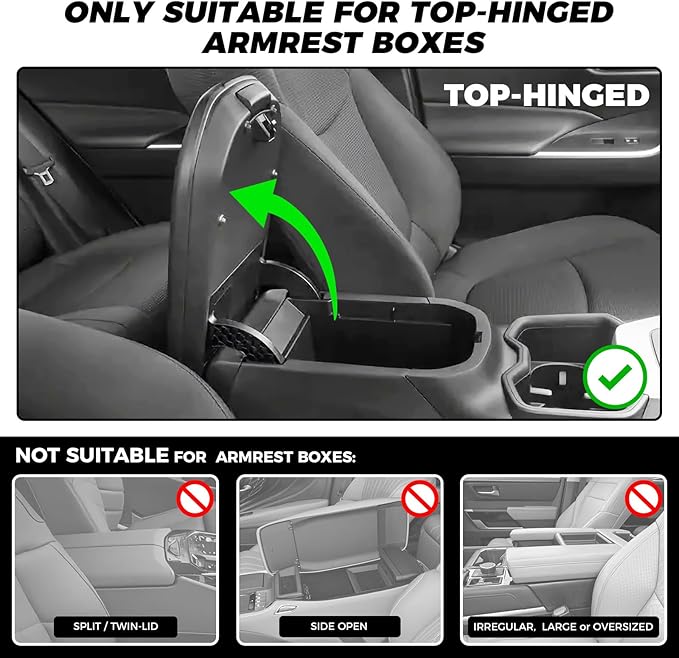 FREESOO Car Center Console Cover, Leather Armrest Cover for Car, Universal Middle Console Cushion with Storage Box, Cup Holder, Tissue Box & Phone Slot, Waterproof Interior Accessories, Black Red