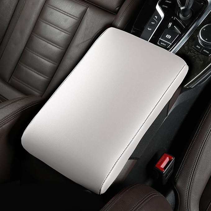 Car Armrest Cover Pad for Lexus LS LS400 LS430 LS460 LS500 LS500h LS600h Premium Leather Center Console Armrest Cushion Pad Anti-Scratch Waterproof Auto Interior Accessories White Style