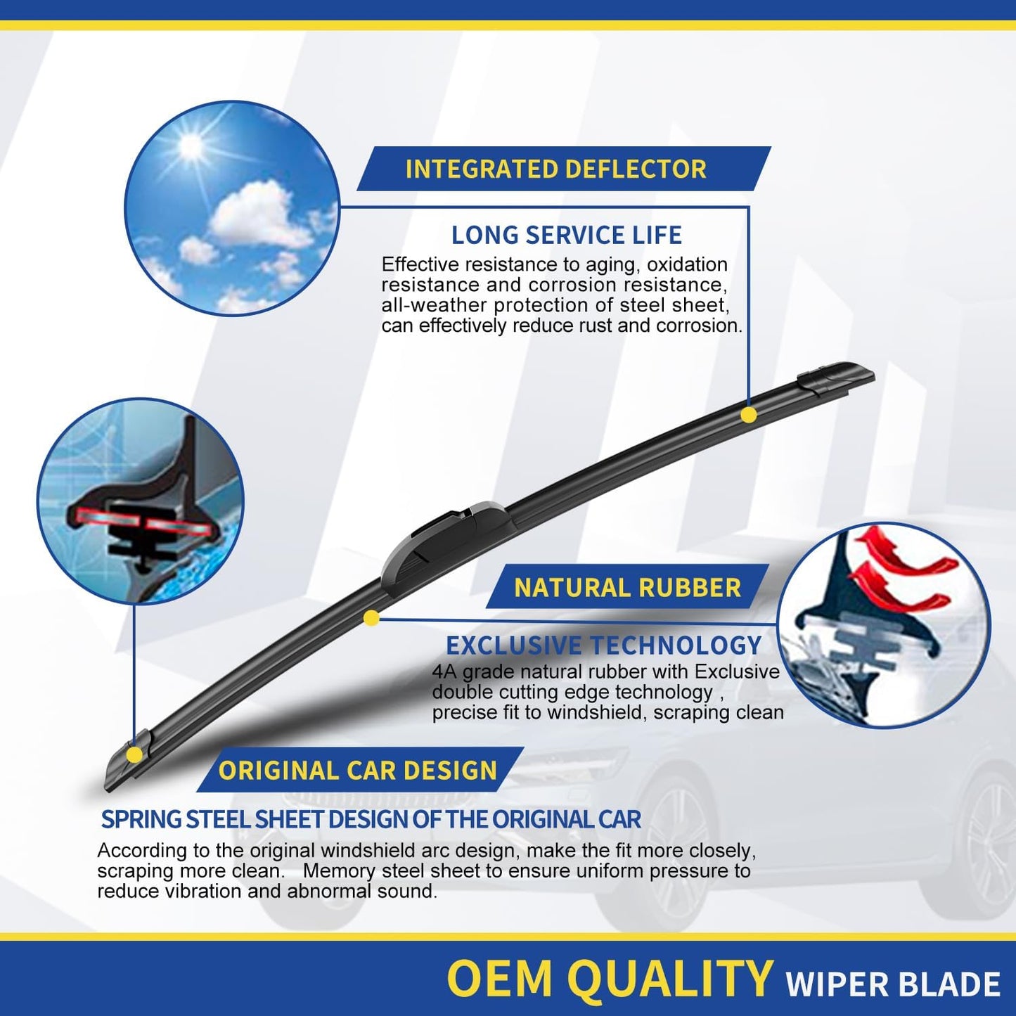 3 wipers Replacement For 2007 2008 2009 2010 2011 2012 Mazda CX-7 2016 2017 2018 2019 2020 2021 Hyundai Tucson Windshield Wiper Blades Original Equipment - 26"+16"+14" (Set of 3) U/J HOOK