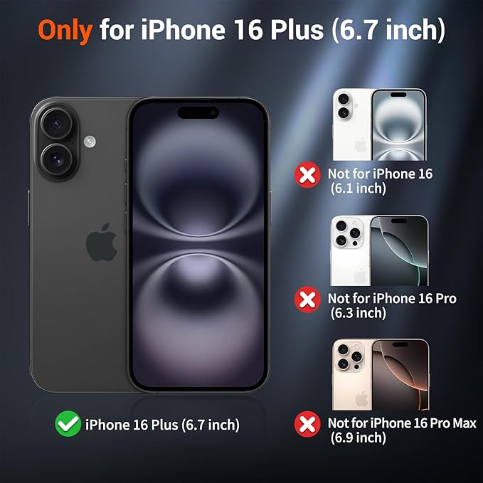 SUPFINE Magnetic for iPhone 16 Plus Case(Compatible with MagSafe) (Military Grade Drop Protection) Slim Translucent Matte Shockproof with Anti-Fingerprint Phone Case,Navy Blue