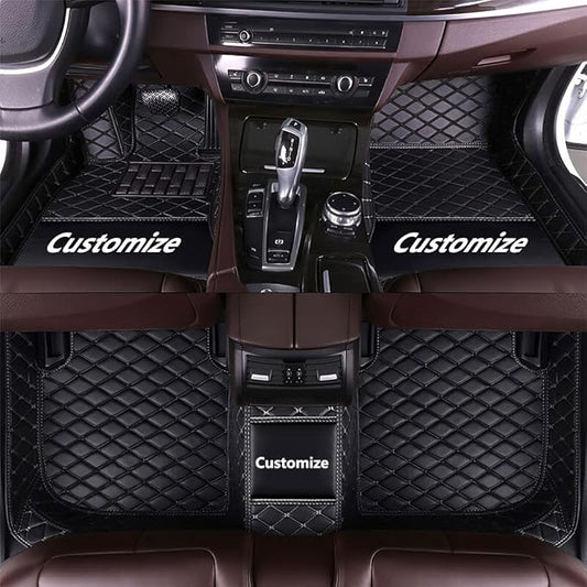 Custom Making Car Floor Mats for 90% Car Model Luxury Leather All Weather Waterproof Anti-Skid Full Coverage Liners (Black)