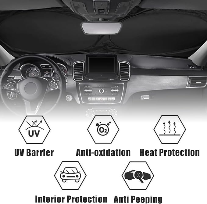 Skull Car Windshield Sun Shade Foldable Sunshade Front Window Cover Sun Visor Protector Accessories (59x27.5 inches)