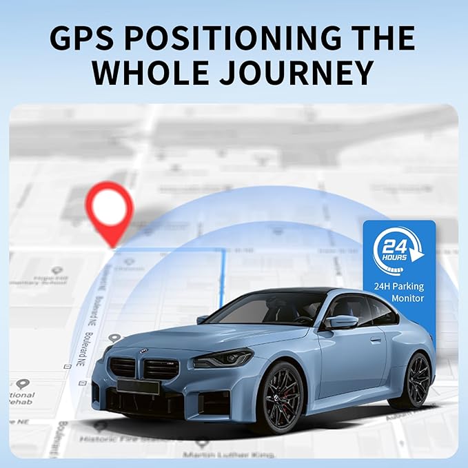 4K Dash Cam Front and Rear Dashcams for Cars, G-Sensor,Built in WiFi with APP, HD Loop Recording, Night Vision, Wide Angle, WDR, Parking Mode