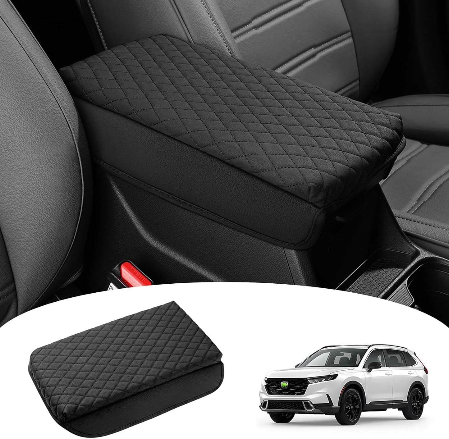 Shademax Center Console Cover for Honda CRV 2026 2025 2024 2023 Accessories CRV Armrest Cover Center Console Cushion Pad Leather Miiddle Console Lid Arm Rest Seat Box Cover Protector Anti-Scratch