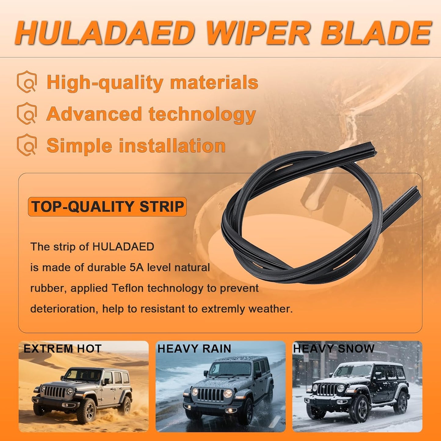 HULADAED® 26'' 18'' 12'' Windshield Wipers Replacement for Kia Telluride 2023-2020 Sedona 2021-2015,Silicone Front Rear Wiper blades for MY Car-All Weather & Quiet(3 PACK)
