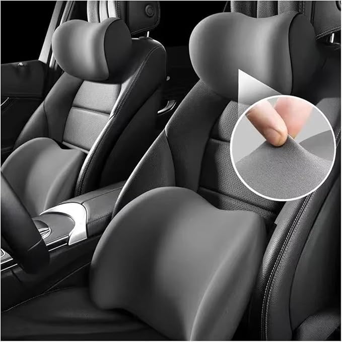 Car Neck Pillow and Lumbar Support Cushion - Memory Foam Backrest for Driver Seat Comfort(Pink)