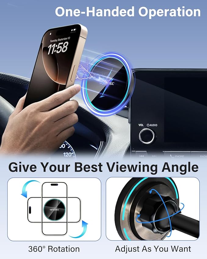 Phone Holder for Subaru Solterra/Toyota bZ4X 2023-2025 Accessories 8/12.3-Inch Screen Fixed Clip, Car Magnetic Phone Mount Compatible with MagSafe, Magnets Wireless Charger bZ4X Cell Phone Holder Base