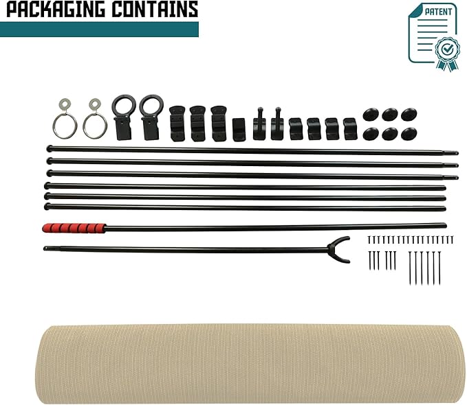 Bynbbur 4'W x 8.5'H Outdoor Patio Shades Foldable Roller Blinds, 220 GSM Sun Shade Roll Up Porch Screens Exterior Shade Cloth for Deck Pergola Backyard, Beige