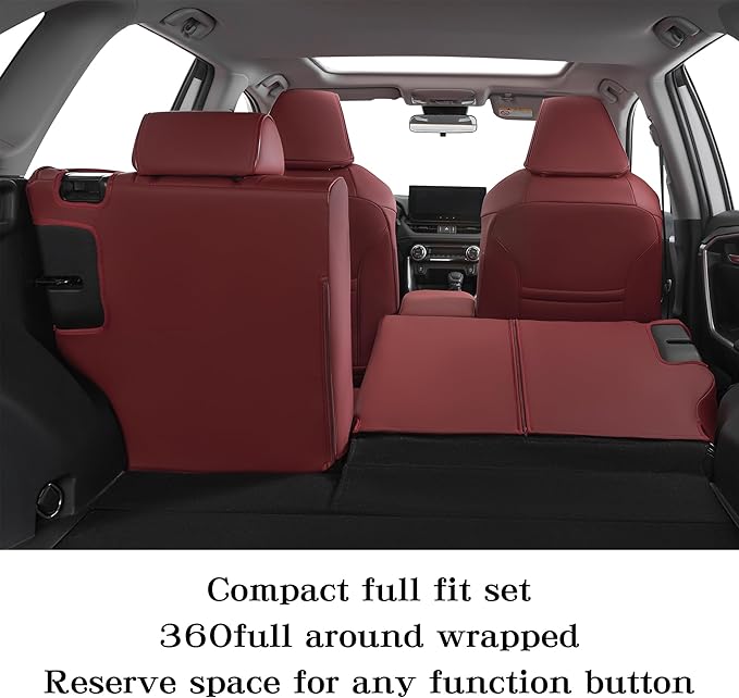 HKZ Fit RAV4 Car Seat Cover Set for 2013 2014 2015 2016 2017 2018 Toyota RAV4 Limited XLE SE Platinum Adventure-Leather(Burgundy)