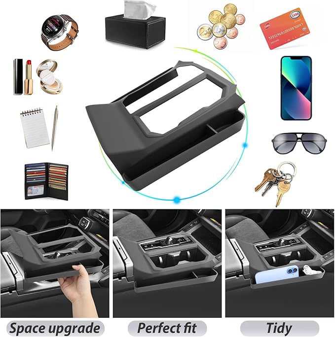 SKTU 2PCS for 2026 Toyota RAV4 Center Console Organizer for 2026+ Toyota RAV4 (LE/SE/XLE Premium/Woodland/XSE/Limited) Console Tray & Gear Shift Panel 2026 RAV4 Accessories Passenger Side Storage Box