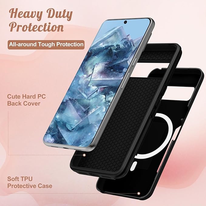 for Google Pixel 8A Case 6.1 Inch - Compatible with MagSafe Women Girls Cute Magnetic Protective Cover Girly Mushroom Flower Heavy Duty Shockproof Design for Google Pixel 8A Phone Cases