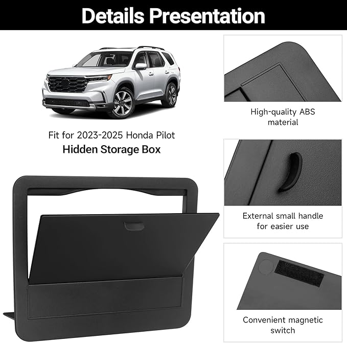 YOJOJOCO 3PCS Center Console Organizer Compatible with Honda 2023-2025 2026 Pilot ＆ 2024-2026 Ridgeline ＆ 2024-2026 Passport Accessories Center Console Dividers Organizer Hidden Storage Boxv