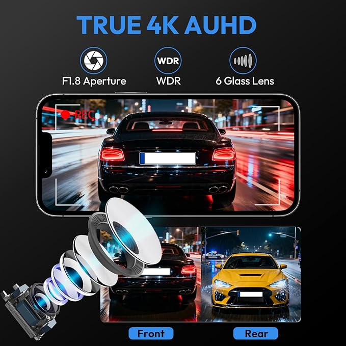Front 4K Dash Cam for Toyota Highlander 2020-2026 L LE Limited XLE XSE Platinum UX70 (Gen4),OEM Factory Look,WiFi & APP,G-Sensor, Loop Recording,Plug & Play,64GB Card