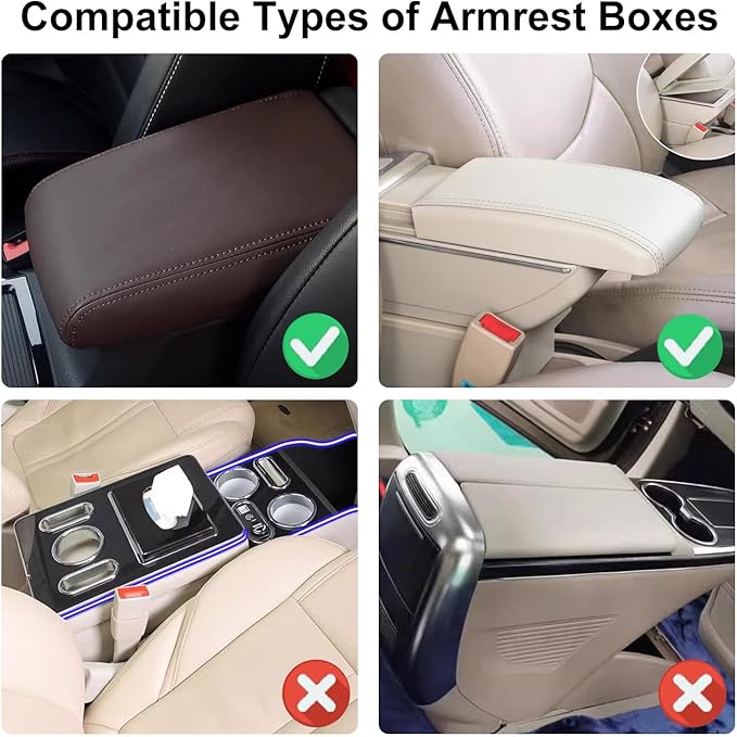 NBTEPEM Bling Pink Car Center Console Cover, Leather Car Arm Rest Cover with 2 Storage Bags, Universal Auto Armrest Protector Storage Box, Pink Bling Accessories Interior for Most Vehicles